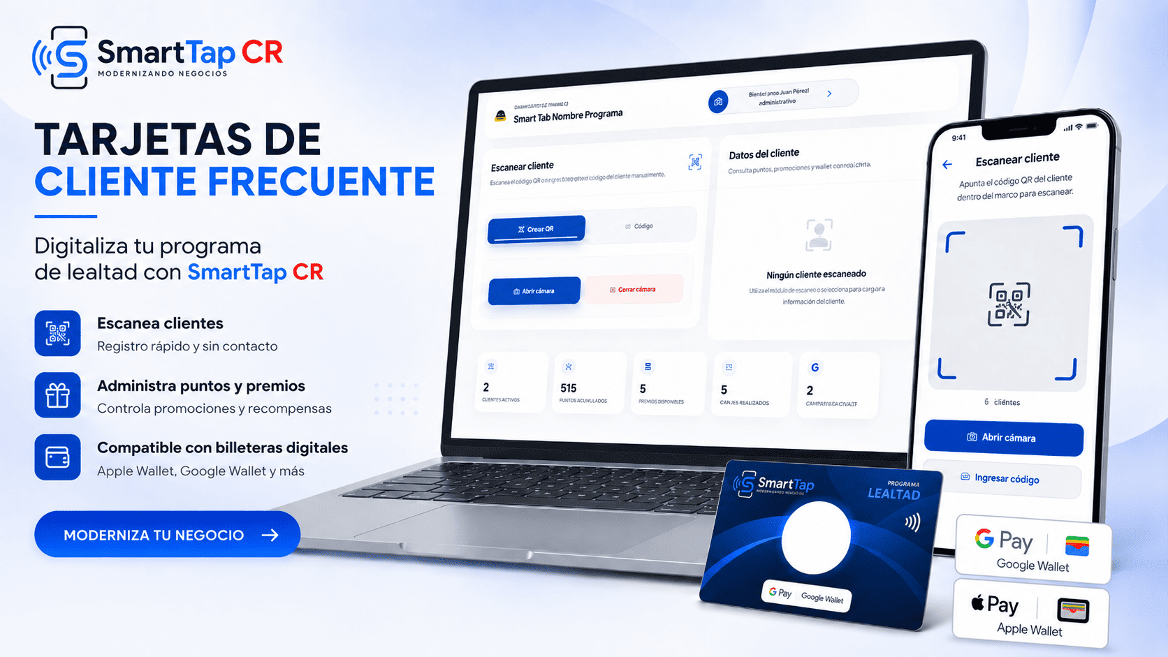 Sistema de tarjetas de cliente frecuente SmartTap CR